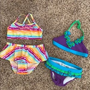 KOALA KIDS & CHILDREN’S PLACE Toddler Girl’s 2 Piece Bathing Suit Bundle EUC